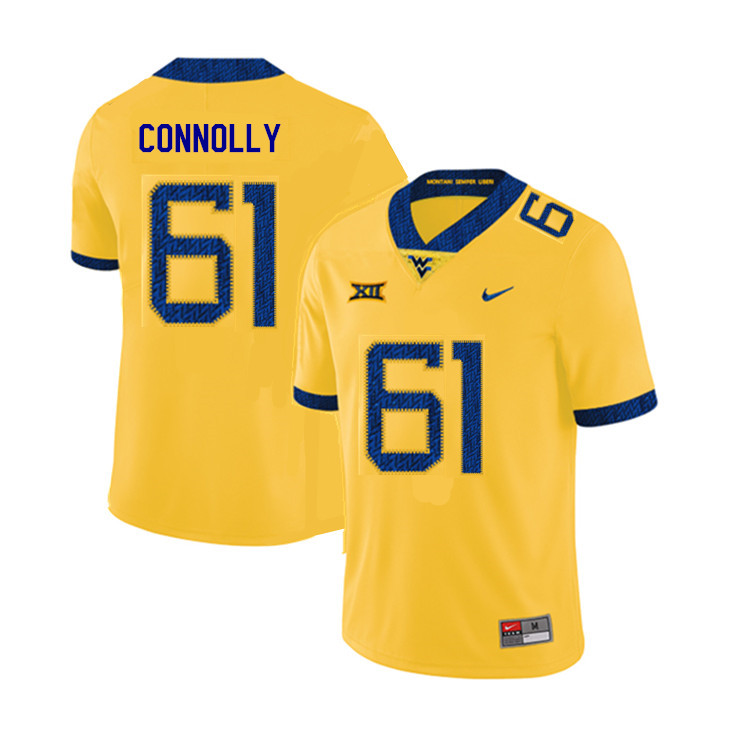 NCAA Men's Tyler Connolly West Virginia Mountaineers Yellow #61 Nike Stitched Football College 2019 Authentic Jersey ST23G65TW
